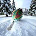 Новогодний шар с узором икат в тюбетейке (ручная работа)